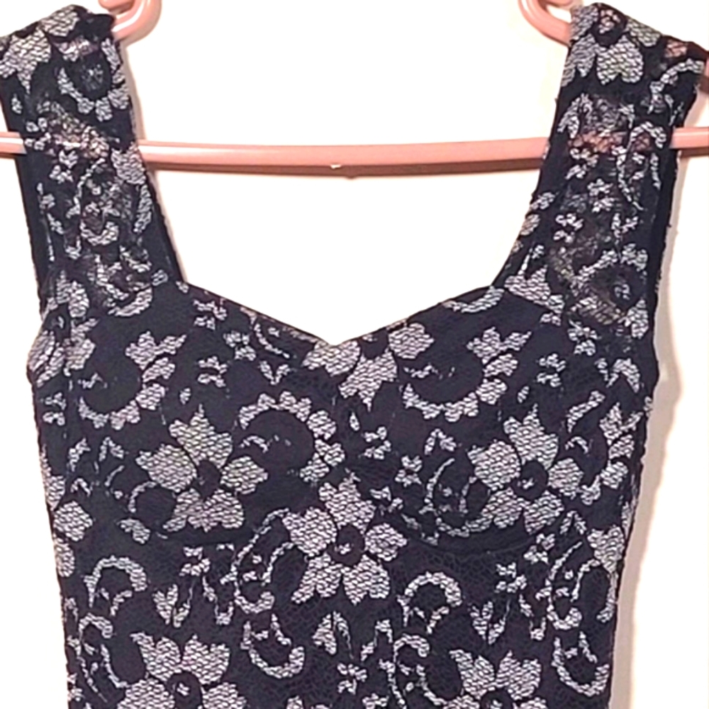Seductions black and silver laced bodycon minidress US S